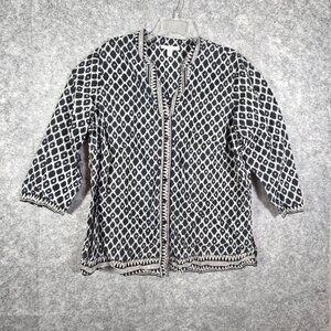 JM Collection Blouse Button Up V neck 3/4 Length Sleeve Black Women's  Size 18W